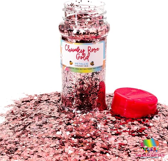 The Glitter Guy: Chunky Rose Gold (Premium Metallic Rose Gold Chunky Mix Glitter) 3.5oz Various Sized Hexagonal Cut Glitter for Crafts Tumblers Decoration DIY Projects
