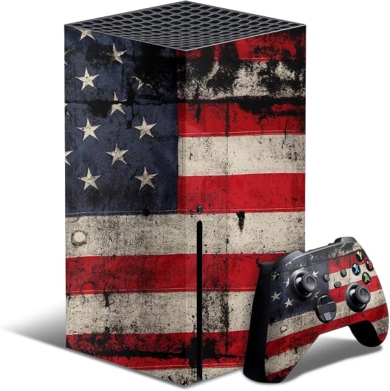 Design Skinz American Distressed Flag Panel - Full-Body Cover Wrap Removable Vinyl Decal Skin Kit Compatible with The New Microsoft Xbox Series X