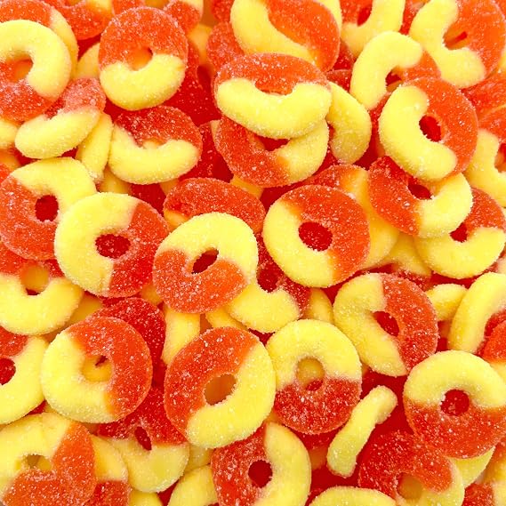 Peach Rings Gummy Candy, Sweet & Sour Candy, 1 Lb Bag