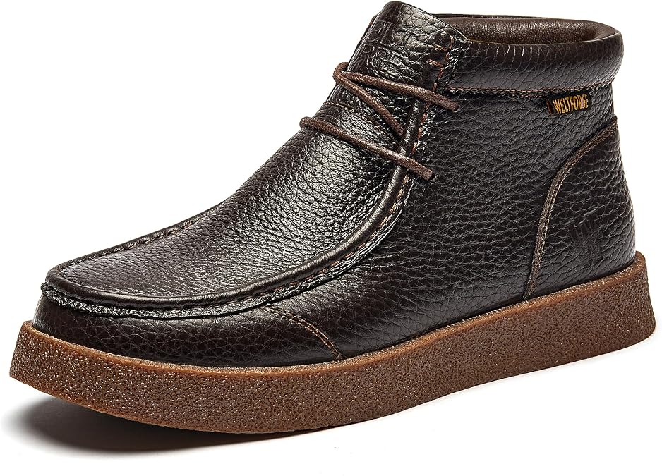 Men's Moc Toe Chukka Boots Leather Casual Desert Boot
