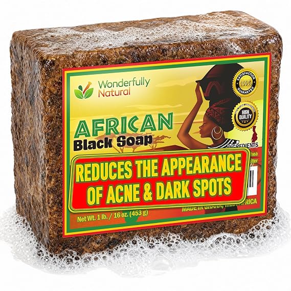 #1 Organic African Black Soap for Acne & Dark Spots Black Owned 1lb bar