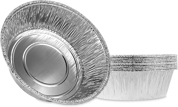 PLASTICPRO 10'' Inch Round Deep Tin Foil Pans Disposable Aluminum, Freezer & Oven Safe - For Baking, Cooking, Storage, Roasting, Reheating, Pack of 10