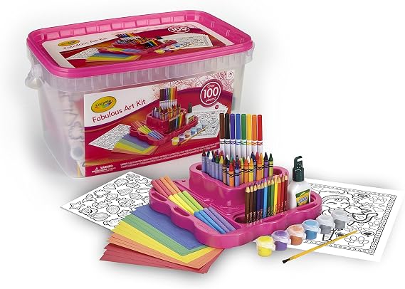 Crayola Fabulous Art Kit, Art Supplies Set, Over 100 Pieces, Gift for Girls & Boys, Ages 5+, Pink