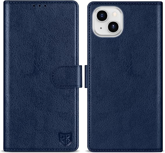 for iPhone 14 Wallet Case with [RFID Blocking] Card Slot Kickstand Magnetic Closure Leather Flip Fold Protective Phone Case for iPhone 14 Case Wallet(Blue-6.1 inch)