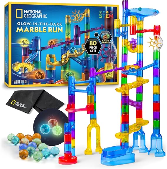 National Geographic Glow in the Dark Marble Run Building Set for Kids