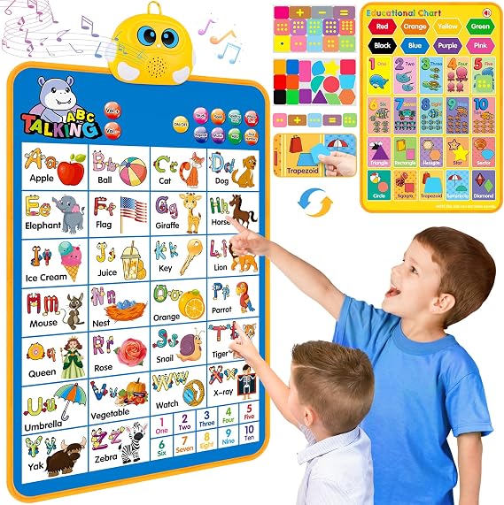 Electronic Alphabet Wall Chart, Kids Learning Toys for Toddlers 1-3 - Blue