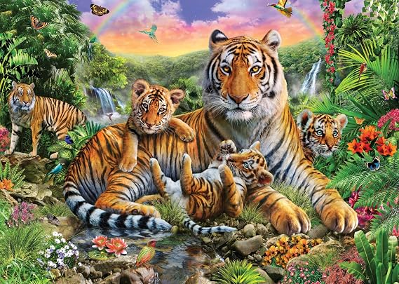 Puzzle for Adults 1000 Pieces Tiger Family 70 x 50 cm Puzzles for Adults Educational Game Challenge 1000 Pieces Puzzles for Adults