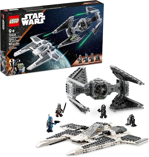 Lego Star Wars Mandalorian Fang Fighter vs. TIE Interceptor 75348 Building Toy Set, Perfect for Ages 9 and Up