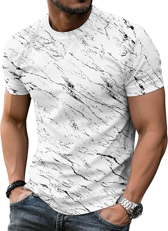 Mens Graphic Tee Short Sleeve All Over Print Vintage T Shirt