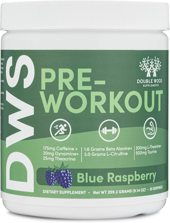 Pre-Workout Powder, 175mg Caffeine, Smooth Energy, No Crash, 30 Servings | Pre-Workout Supplement, 175mg Caffeine, Beta Alanine + L-Citrulline for Pump, 300mg L-Theanine, No Blends, Blue Raspberry