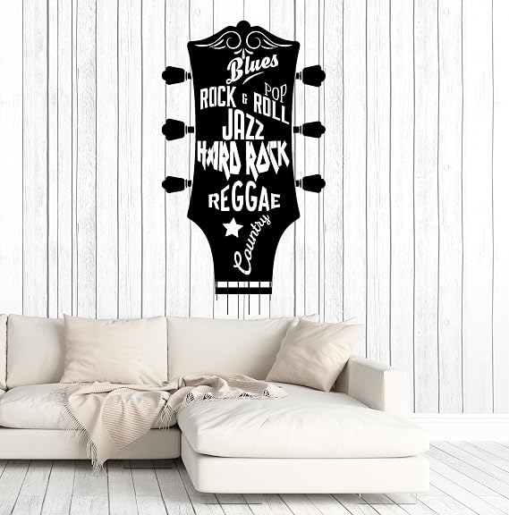 WallStickers4ever Vinyl Wall Decal Guitar Music Musical Pop Rock Country Stickers Large Decor (ig4736) Black