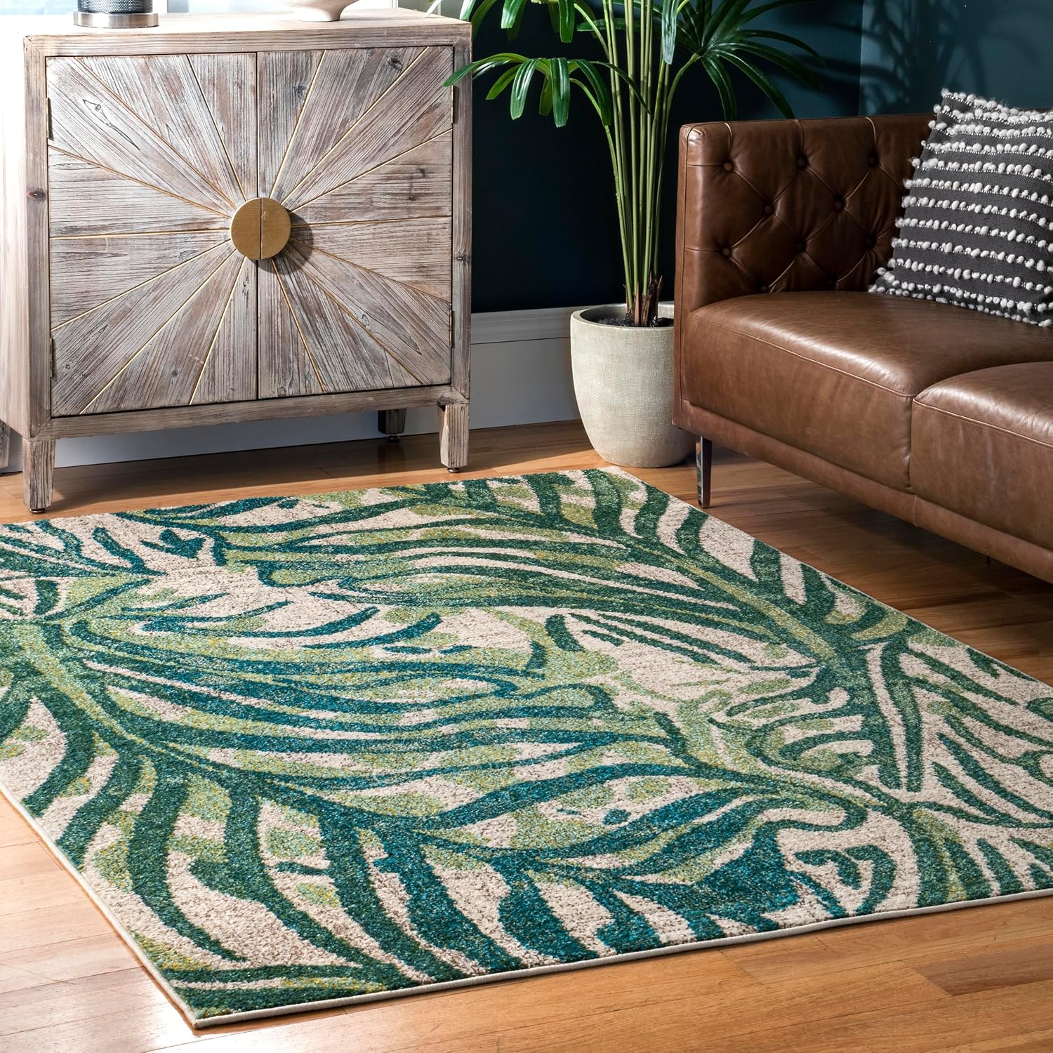 nuLOOM Cali Abstract Leaves Area Rug, 7x9, Green