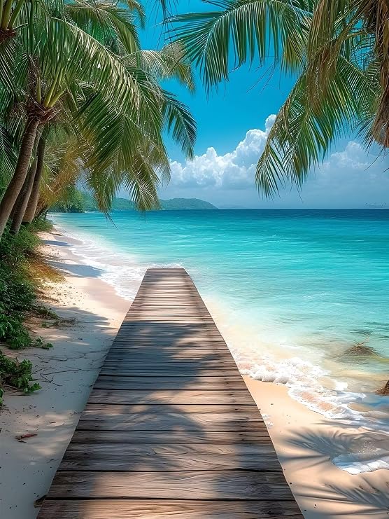 Diamond Painting Pier, 5D DIY Coconut Tree Diamond Art Kits for Adults, Small Diamond Painting Kits for Beginner, Square Drill Gem Arts and Crafts for Adults, Diamond Art for Wall Decor 24x32inch R-9