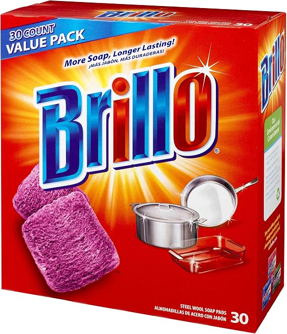 Brillo Steel Wool Soap Pads Original Scent (Red), 30-Count Jumbo Pack