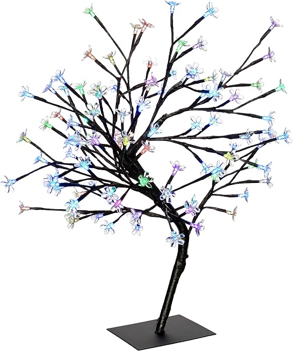 WeRChristmas Pre-Lit Illuminated Cherry Blossom Colour Changing Tree with 96-LED, 2 feet/60 cm - Multi-Colour