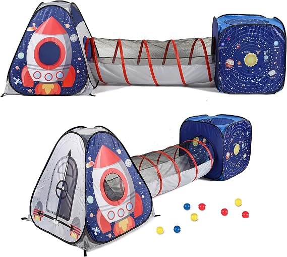 UTEX 3pc Space Astronaut Pop Up Play Tents with Tunnels for Kids, Boys, Girls, Babies and Toddlers, Indoor/Outdoor Playhouse CStem Inspired Design W/Solar System & Planet