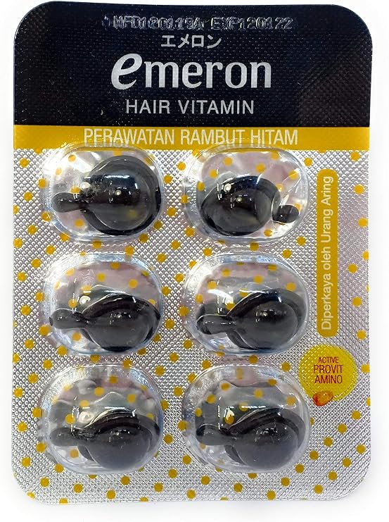Emeron Hair Vitamin Black and Shine, 6 Blister (@ 6 Capsule)