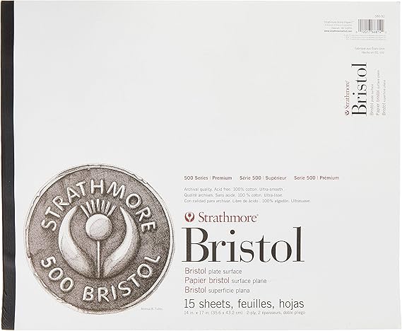 Strathmore (580-92 500 Series Bristol, 2-Ply Plate Surface, 14"x17", 15 Sheets