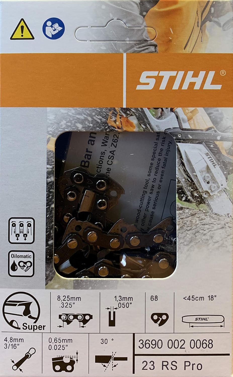 STIHL 23RS 68 Rapid Super Chainsaw Chain 18 Bar .325 Pitch