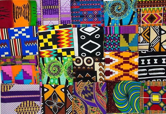 African Print Fat Eighth Fabric Bundle | 100% Cotton, Quilted, 10 Fat Eighths, 12x22 inches, Print Pattern, Craft Supplies
