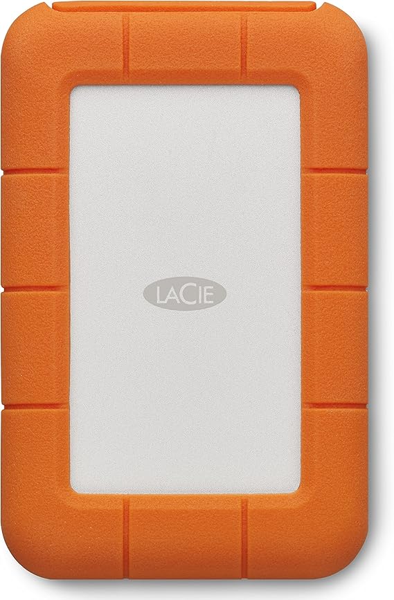 LaCie Rugged USB-C, 4TB, Portable External Hard Drive, Drop, Shock, Dust, Rain Resistant, for Mac & PC (STFR4000800) | 4TB USB-C Portable HDD, USB 3.1 GEN1, 4-Ft Drop, 1-Ton Crush, Rain Resistant, Plus Rescue Service
