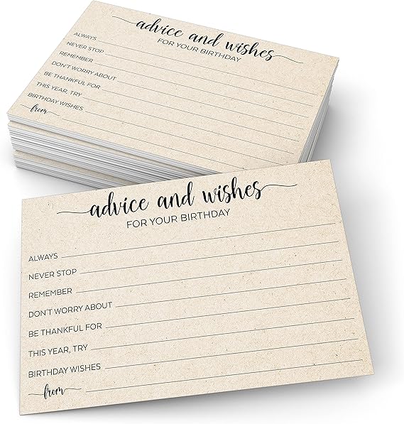 321Done Birthday Advice and Wishes Cards, 4x6, Set of 50, Tan