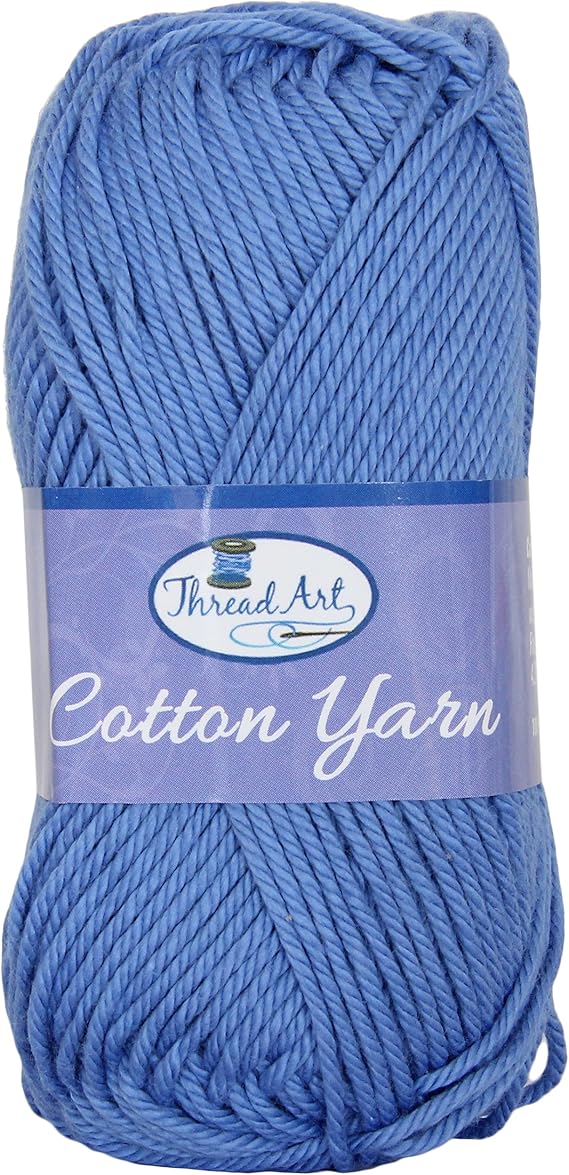 ThreadArt Cotton Crochet Yarn, Worsted Medium #4, 85yd, Periwinkle 3548 | Pure cotton crochet yarn for dishcloths, bags, amigurumi and home decor. Soft feel with clean stitch definition.