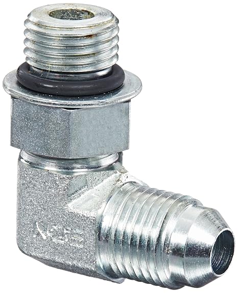 Eaton Aeroquip 2062-4-4S Steel Flared Tube Fitting, 90 Degree Elbow, 7/16" Male JIC x 7/16" O-Ring Boss Male