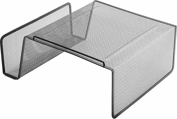 Lorell Mesh Steel Office Phone Stand for Desk, Angled with Storage Slot, 11.1" x 10.1" x 5.3", Black