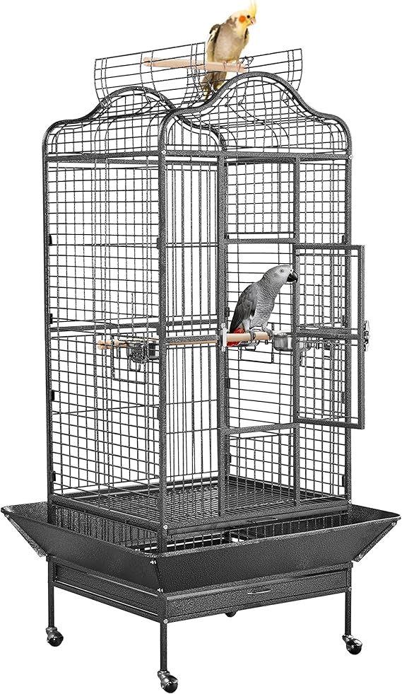 Yaheetech Extra Large Bird Cage 63'' Open Play Top Bird Cage for African Grey Parrots/Amazon Parrot/Caiques/Macaw with 360 Wheels