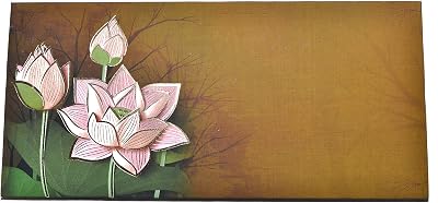 Desi Favors Brown Lotus Envelopes | Shagun, Eid, Diwali, Wedding Money Cash Gifting Envelopes | Flower Design, 7.48 x 3.54 Inch Pack of 10