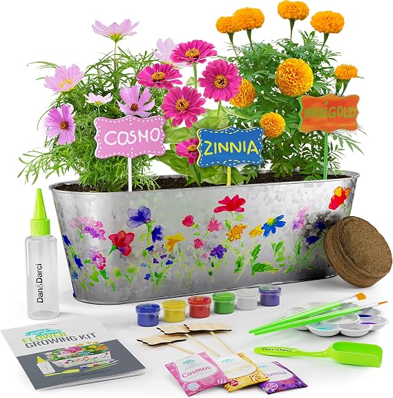 Paint & Plant Flower Growing Kit for Kids - Fun Gardening Kits - Gift Ideas | Birthday Gift Ideas for Girls & Boys Age 5 6 7 8 9 10 11 12 Year Old - Craft Kit for Kids - Art Projects for Ages 5-12 Years