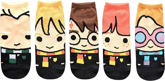 Harry Potter Cute Chibi Character Art Juniors/Womens 5 Pack Ankle Socks