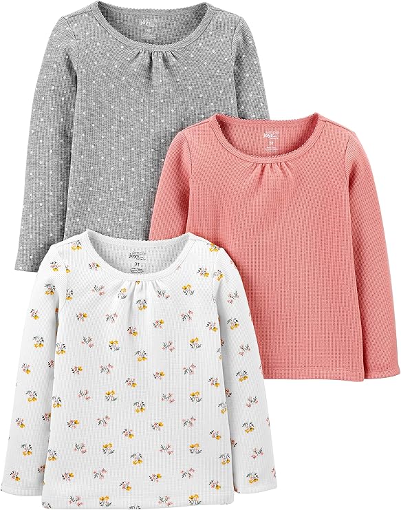 Simple Joys by Carter's Baby Girls Long-Sleeve Shirts, Pack of 3