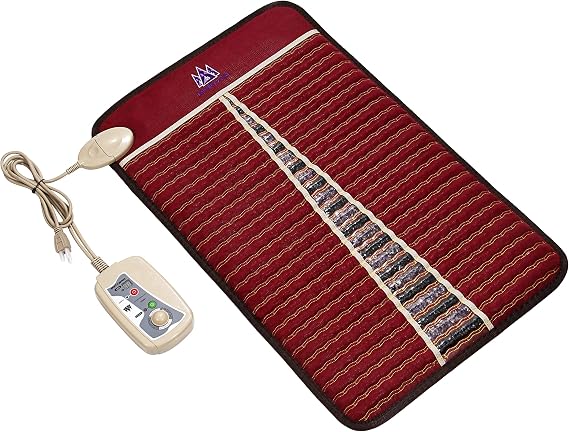 MediCrystal Infrared Heat Amethyst Tourmaline Mini Mat - 32" L x 20" W - Natural Crystals - Adjustable FIR Heating 86-158F - Deep Warming Hot Stone Pad - for Back Health - Original Manufacturer