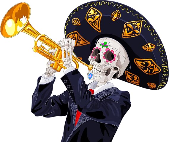 Day Of The Dead Trumpetier Edible Icing Image for 1/4 sheet cake