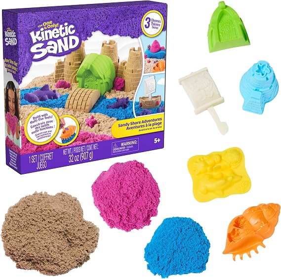 Kinetic Sand Sandy Shore Set, Moldable Play Sand Sensory Toys, Ages 5+