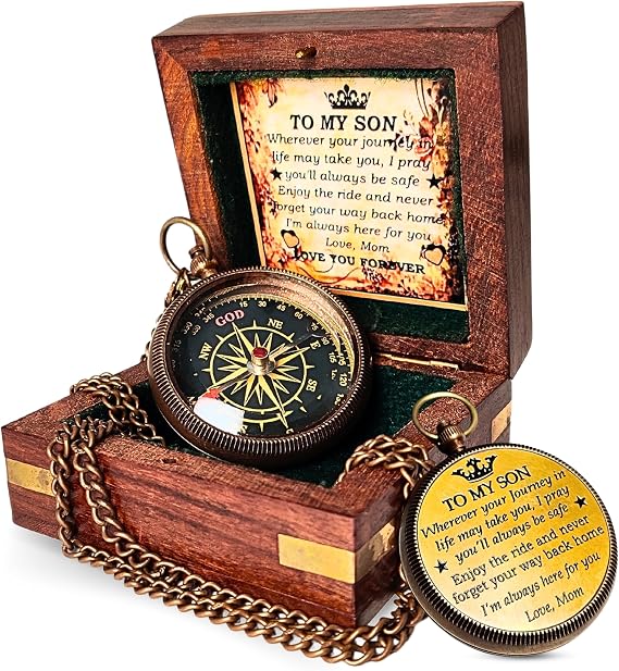 Compass with Wooden Box - Father to Son Gifts - Graduation Day Gifts