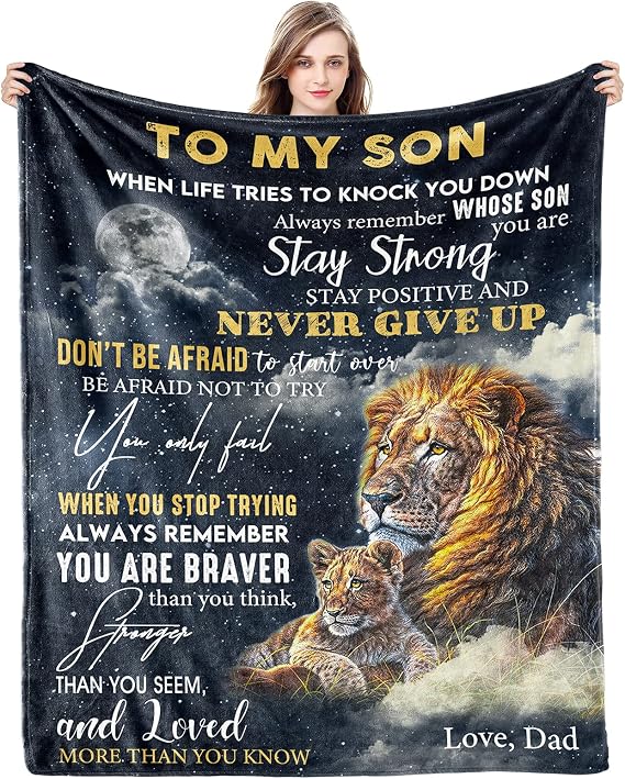 Givetoyou Son Gifts from Dad Blanket Gifts for Son from Dad Son Blanket from Dad to My Son Blanket from Dad Birthday Valentines Day Graduation for Son Him Boy Throw Bed Blanket 60" X 50"