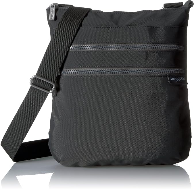 Baggallini Comrade 3-Zip Crossbody, Charcoal, One Size