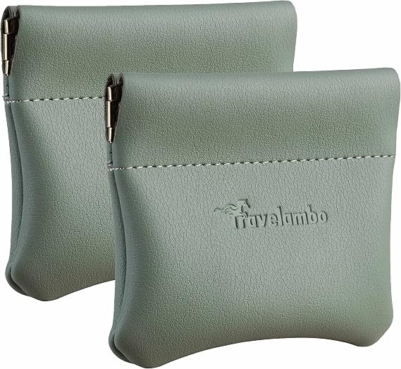 Travelambo Leather Squeeze Coin Purse Pouch Change Holder For Men & Women 2 pcs set