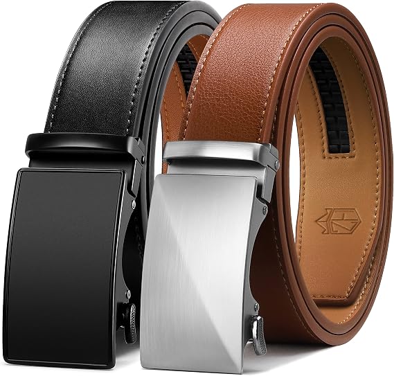 Zitahli Leather Ratchet Belt for Men - 2 Pack Mens belt,Customizable Fit