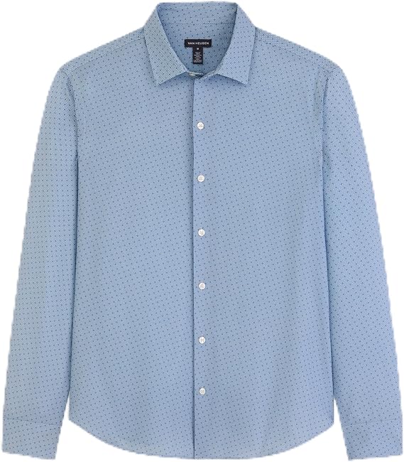 Van Heusen Men's All-Way Performance Stretch Long Sleeve Button Up Shirt, Slim Fit, Regular Length, Quick Dry