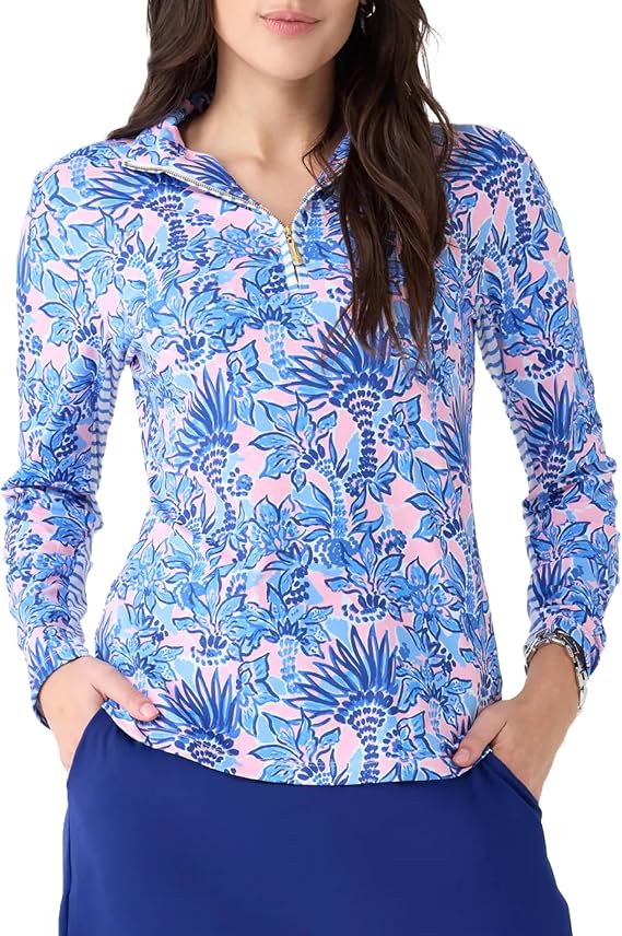 Cabana Life Long Sleeve Sport Top, Breathable, UPF 50+,Quarter Zip, Nylon/Spandex