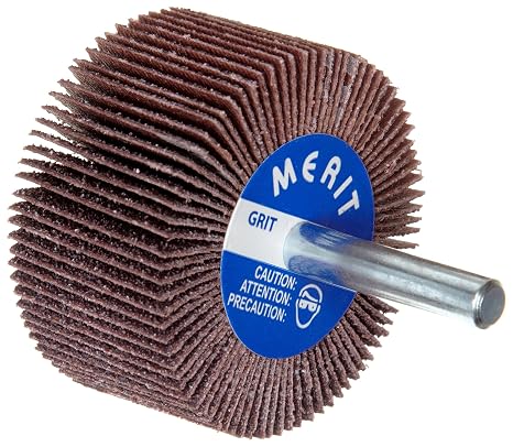 Merit High Performance Mandrel-Mounted Mini Grind-O-Flex Abrasive Flap Wheel, Round Shank, Ceramic Aluminum Oxide, 1-3/8" Dia., 5/8" Face Width, Grit 80, 30000 Max RPM (Pack of 10)