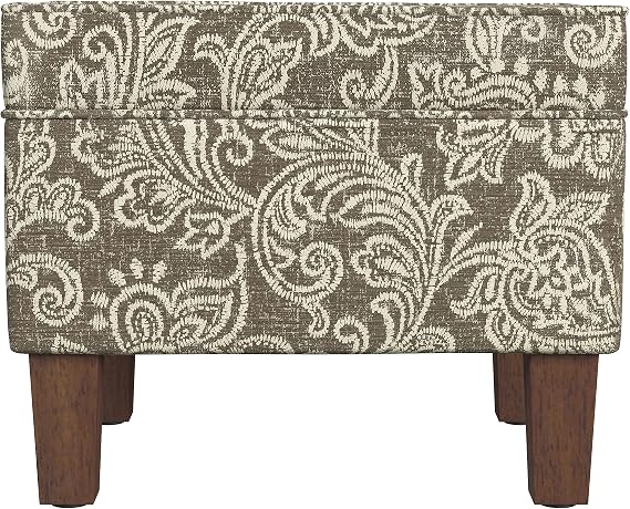 Spatial Order 22" Dinah Collection Storage Ottoman - Brown Jacobean Print