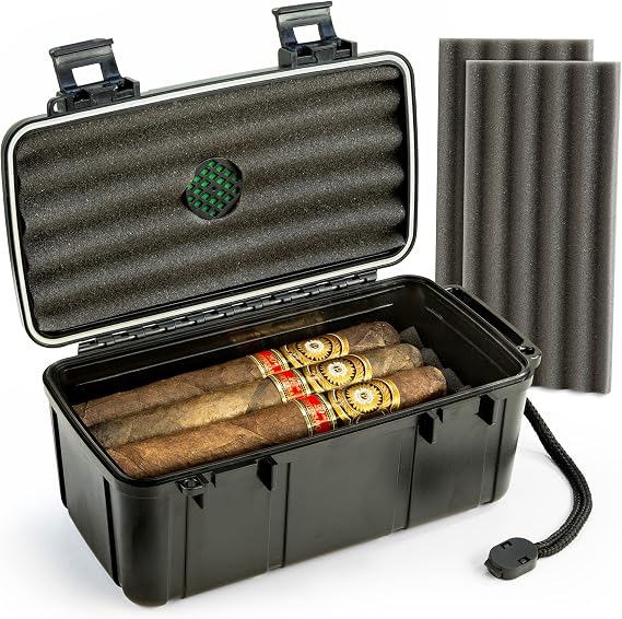Mrs. Brog Cigar Humidor, Airtight & Durable Waterproof Travel Humidor Case Holds Up to 15 Cigars - Waterproof Humidor Cigar Box