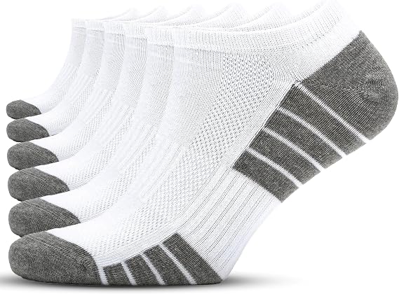 SONNORS 6 Çift Uniseks Sneaker Kadın Erkek Çorap - Organik Pamuk Patik Spor Çorabı - Kısa Çorap Dikişsiz Rahat Kalıp - Beyaz Siyah Gri