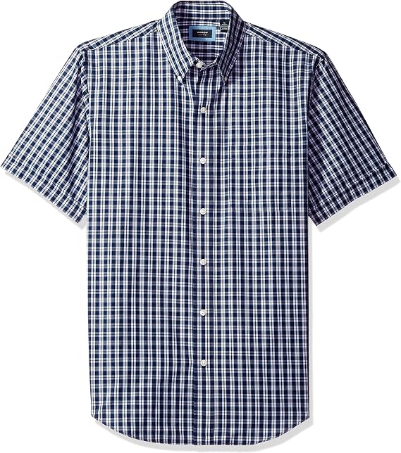 Arrow 1851 Men's Hamilton Poplin Short Sleeve Button Down Plaid Shirt