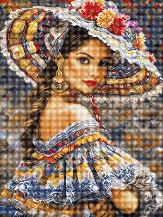 Luca-S Cross Stitch Kit Gold, Counted Cross Stitch for Adults, Embroidery Kit - The Mexican Fest, B706